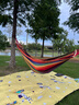 探险者（TAN XIAN ZHE）户外露营休闲加厚加宽帆布吊床 室内弯木防侧翻 红色双人月牙吊床 实拍图