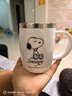 史努比（SNOOPY）保温杯 带手柄不锈钢办公保温杯水杯可爱杯子情侣杯420ML 白色 实拍图