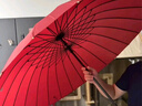 爱上雨24骨遇水开花雨伞女长柄直杆大号抗风高颜值ins双人男学生花雨伞 皮直柄-遇水开花24骨抗风-酒红 实拍图