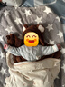婧麒（JOYNCLEON）婴儿连体衣保暖秋装夹棉婴幼儿宝宝衣服秋冬季新生爬服薄棉套装 蓝色 66cm 实拍图
