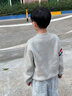 北极绒男童毛衣秋冬儿童针织衫男孩毛衣加绒加厚保暖衣中大童装打底衫男 TLY白红蓝条-灰色（不加绒） 150 码（建议身高140cm左右） 实拍图