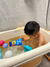 世纪宝贝（babyhood）小鳄鱼浴桶 儿童可折叠泡澡桶婴儿洗澡盆0-10岁宝宝 329洛克黄 实拍图