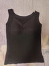 猫人女士保暖背心女桑蚕丝内衣罗纹蕾丝秋冬带胸垫吊带免穿文胸黑色XL 实拍图