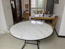 雷鑫智圆桌折叠桌餐桌家用饭桌方圆两用非实木简易吃饭桌子10人大圆桌 1.27米白理石色（不锈钢腿） 实拍图