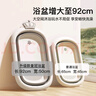 iuu婴儿洗澡盆 可折叠宝宝浴盆大号 洗澡神器躺托浴架新生儿童用品 【北欧灰】+调节浴架+浴垫+浴网 材质：FAD食品级材质检测认证 实拍图
