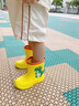 牧萌儿童雨鞋男童女童防水立体宝宝防滑耐磨卡通雨靴 黄色挖掘机 17码 实拍图