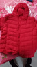鸭鸭（YAYA）佟丽娅同款秋冬轻薄羽绒服女冬装短款鸭绒轻型薄款女士保暖外套K 中国红色 3XL (180) 实拍图