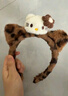 猫耳朵毛绒发箍豹纹KT猫酱发箍女洗脸化妆头箍卡通发饰 虎纹白猫/ 实拍图
