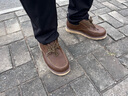 马登工装鞋男鞋秋季英伦风复古大头皮鞋休闲鞋低帮马丁靴男真皮短靴子 蜜蜡色 (脚宽/脚胖拍大一码) 42 (260mm) 实拍图