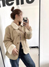 DGOV商场店剪标日韩百搭两面穿羽绒棉服女秋季短款羊羔绒棉衣外套女 卡其色 （优质款） M 【105-120斤】 实拍图