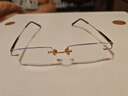 米妮诺小叶紫檀无框眼镜男士近视防蓝光切边高端纯钛商务专业可配度数 金色+檀木 【进口纯钛】平光（0度防蓝光） 实拍图