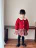 班喜迪女童连衣裙冬装洋气儿童针织公主裙过年宝宝周岁礼服加绒开衫裙子 红色加绒 100 实拍图
