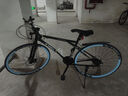狮卡途死飞自行车成年人学生上下班代步车双碟刹减震变速越野公路赛车 30高刀-黑蓝色+骑行大礼包 26寸24速直把 实拍图