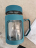 玻璃水杯商务杯大容量男女生带盖泡茶饮水礼品杯家用把手杯 蓝色 500ml 1只 实拍图