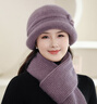 GLO-STORY新年中老年帽子女针织盆帽老太太加绒加厚毛线帽 紫色（单帽） 实拍图