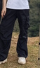 FitonTon裤子女秋冬降落伞工装裤高腰阔腿裤显瘦直筒抽绳休闲运动裤女S 实拍图