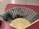六品书院扇子古风折扇中国风女男汉服旗袍古典舞蹈跳舞儿童夏季随身便携绢布折叠小扇子 竹枝 实拍图