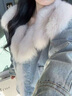 丽纱蓓儿狐狸毛牛仔皮草外套女晴空｜同款设计感短鹅绒派克服大衣三村村 浅色牛仔派克 L 实拍图