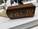康巴丝（Compas） 闹钟创意声控夜光电子时钟时尚木头钟表座钟客厅床头 1178黑木红显蓄电款 实拍图