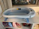 十月结晶婴儿洗澡盆可坐可躺家用大号新生儿童用品可折叠宝宝浴盆格洛里蓝 实拍图