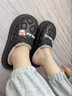 猎瑞防水棉拖鞋女士冬季包跟外穿厚底居家室内月子鞋加绒厚底保暖棉鞋 黑色36-37【建议35-36】 实拍图