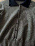 初语撞色拼色polo领针织衫女25春秋新款小香风修身简约毛织开衫 花灰色 M 实拍图