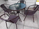 筑家星宇休闲庭院户外桌椅三五件套露天桌椅茶几遮阳伞组合阳台仿编藤椅子 2把围椅+80水波纹钢化玻璃圆桌 实拍图