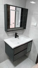 艺昕浴室柜陶瓷一体盆卫生间洗手盆洗脸盆柜组合智能镜套装洗漱洗手台 100CM轻奢灰智能款+全套配件 实拍图