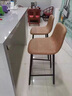 北欧轻奢吧台椅家用高脚凳现代简约酒吧椅子靠背椅网红ins前台椅 疯马皮/棕色-座高75CM 实拍图