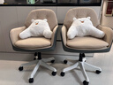 科润沙发电脑椅人体工学椅子办公学习家用舒适久坐卧室化妆宿舍书桌椅 加大双层款-耐磨猫抓皮-卡其色-4级防爆气杆 不可调节 固定扶手 双层加厚软包 实拍图