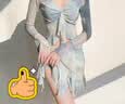 安与·洛施琪分体泳衣女款新款泡温泉四件套长袖罩衫防晒沙滩比基尼 蓝色 XL 实拍图