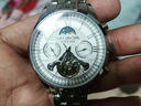 冠琴（GUANQIN）手表男机械表全自动镂空飞轮瑞士品质防水夜光皮带男士双日历手表 名匠-本色白面 实拍图