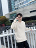 名创优品（MINISO）加绒毛衣男冬季保暖一体绒2025新款圆领内搭男士针织衫 米白 L 实拍图