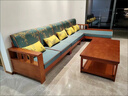 锦木森新中式胡桃木实木沙发客厅家具组合套装现代简约小户型原木质沙发 四人位+贵妃（长2.64米） 实拍图