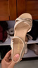 大东绑带凉鞋女鞋2025夏季新款时尚休闲粗跟中跟一字扣厚底鞋1255 米色 37 实拍图