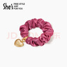 She's茜子发饰心形发圈大肠圈头花头绳马尾皮筋绑头发绳头饰生日礼物女 微醺红A0（配件升级款） 实拍图