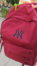 新款NY联名书包男日系初中女生高中生大容量双肩包简约纯色背包潮 酒红色 实拍图