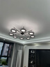 施美特餐厅吊灯现代简约餐桌灯国王湖轻奢极简一字长条吧台中山灯具套餐 3头圆盘-珍珠黑+烟灰罩-三色变光 实拍图