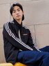 adidas休闲舒适三条纹立领夹克外套男装秋季阿迪达斯官方轻运动   黑色/白（推荐选大一码）   L 实拍图
