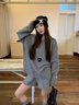 荧蒂时尚休闲套装女2025春秋韩系穿搭一整套女针织衫女毛衣短裤两件套 灰色【套装】1 M 实拍图