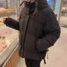 妍莉芬（yanlifen）黑色连帽羽绒棉服女短款2026年冬季新款加厚棉袄小个子棉衣外套女 黑色 S 约105斤以内 实拍图