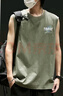回力（Warrior）背心男纯棉美式复古潮流无袖宽肩男士运动健身篮球砍袖百搭打底衫 【纯棉透气】-灰绿#HL绿笔刷 XL 实拍图