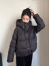 芸荨羽绒服女2025新款白鸭绒泡芙短款保暖加厚连帽小个子外套时尚外套 黑色 金标 L 140-160斤【卡码拍小】 实拍图