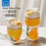 乐扣乐扣（LOCK&LOCK） 玻璃茶杯子男简约吸管水杯女学生水杯耐高温便携泡茶咖啡杯水杯 雏菊黄500ml 实拍图