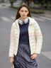 坦博尔轻薄羽绒服女短款连帽百搭休闲秋冬女士外套 浅云白 L(170) 实拍图