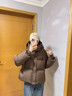棉致穿搭高级感羽棉绒服女秋冬季2025年纯色洋气连帽设计感宽松外套女 棕色 L 实拍图
