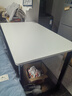 馨美凯电脑桌台式家用简易书桌办公桌简约现代工作台租房卧室学习写字桌 【单桌1.6cm厚桌面】黑架+暖白色 长100cm*宽60cm*高74cm 实拍图
