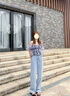 翊尚美高腰牛仔裤女薄款直筒宽松阔腿裤子女夏季新款休闲裤女学生小个子 浅复古蓝【三扣腰围可调节】 28 【推荐111-120斤】 实拍图