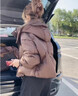 棉致穿搭高级感羽棉绒服女秋冬季2025年纯色洋气连帽设计感宽松外套女 棕色 XL 实拍图