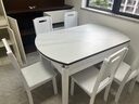 奥利克丝 亮光岩板餐桌椅组合 现代简约实木餐桌可伸缩折叠圆桌吃饭桌子 白+白框架205#木椅款-哑光雪山白 1.35米 一桌六椅【12MM加厚岩板】 实拍图